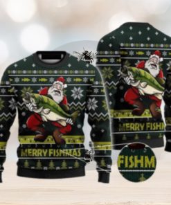 Mery Fismmas Santa Love Fishing Ugly Christmas Sweater