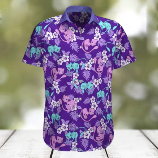 Mew Pokemon Hawaiian Shirt Palm Leaves Pattern Summer Beach Trip Gift