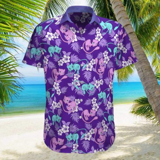 Mew Pokemon Hawaiian Shirt Palm Leaves Pattern Summer Beach Trip Gift