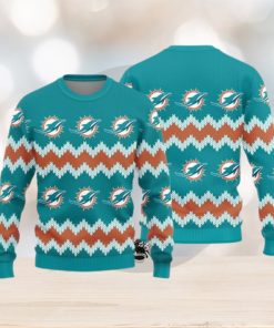 Miami Dolphins Christmas Pattern Ugly Christmas Sweater Blizzard AOP Gift For Fans