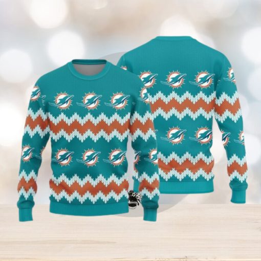 Miami Dolphins Christmas Pattern Ugly Christmas Sweater Blizzard AOP Gift For Fans