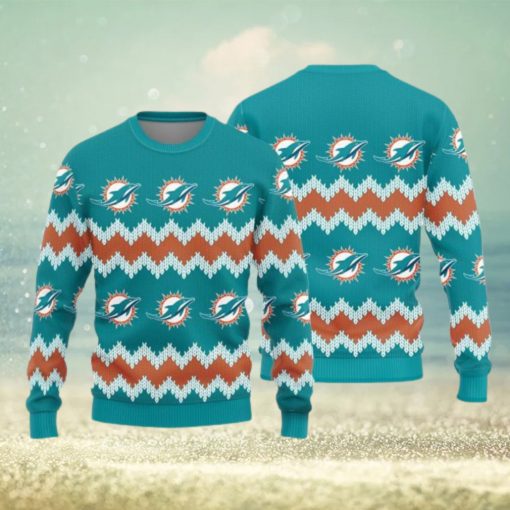 Miami Dolphins Christmas Pattern Ugly Christmas Sweater Blizzard AOP Gift For Fans