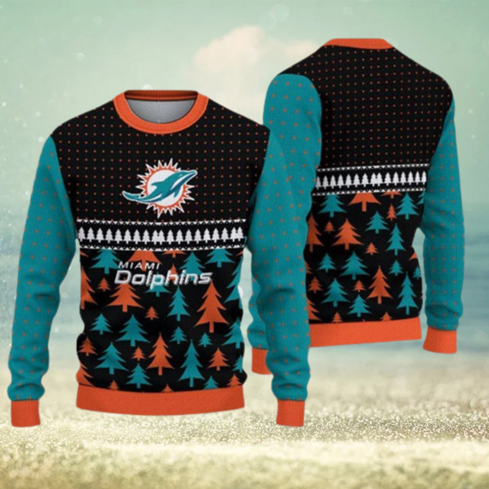 Miami Dolphins Christmas Pattern Ugly Christmas Sweater Freezing