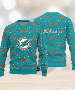 Miami Dolphins Christmas Pine Tree Patterns Pattern Knitted Ugly Christmas Sweater AOP Gift For Men And Women