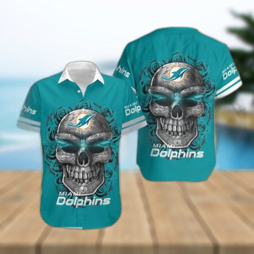 Miami Dolphins Skull Carved Halloween Hawaiian Shirt Gift Men Women