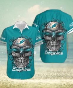 Miami Dolphins Skull Carved Halloween Hawaiian Shirt Gift Men Women