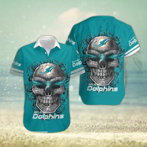 Miami Dolphins Skull Carved Halloween Hawaiian Shirt Gift Men Women