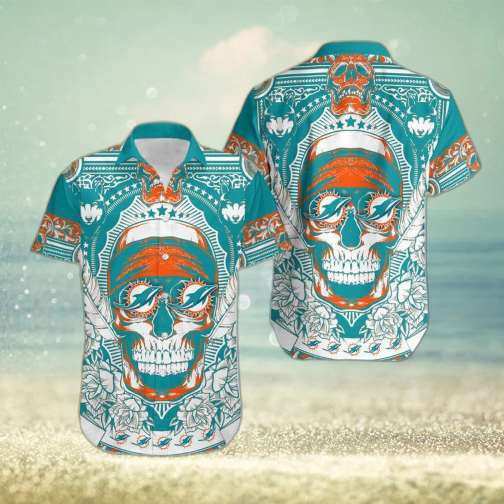 Miami Dolphins Skull Diamon Hawaiian Shirt Gift For Halloween - Limotees