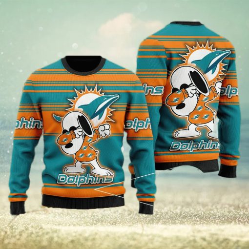 Miami Dolphins Snoppy Christmas Knitted Sweater For Men And Women