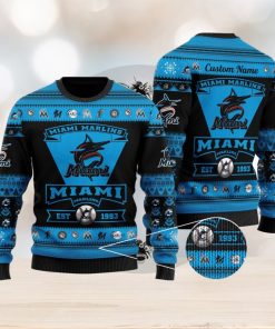 Miami Dolphins NFL Football Custom Name Ugly Christmas Sweater