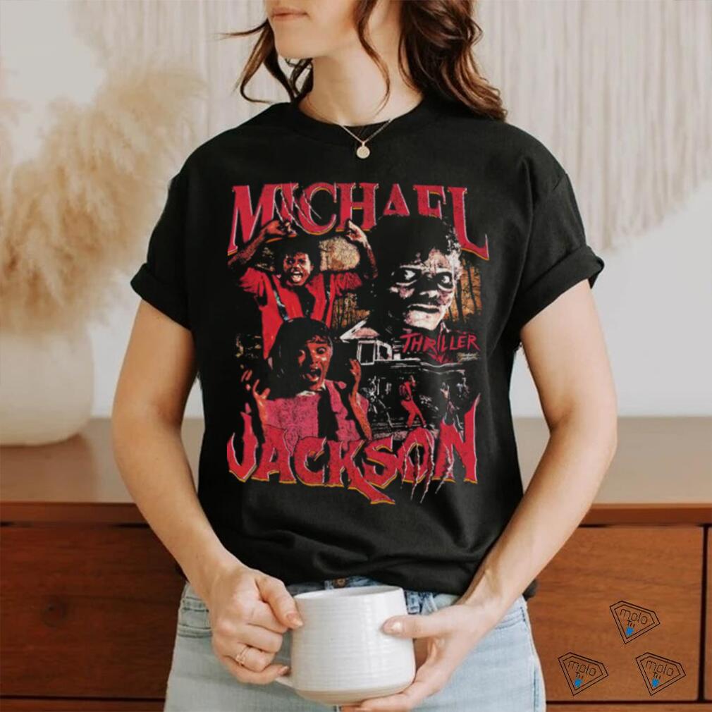 Michael Jackson Shirt Extra Large Black Thriller Red Jacket Graphic Short  Sleeve