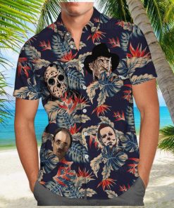 Michael Myers Hawaiian Shirt Palm Leaves Pattern Jason Voorhees Freddy Krueger