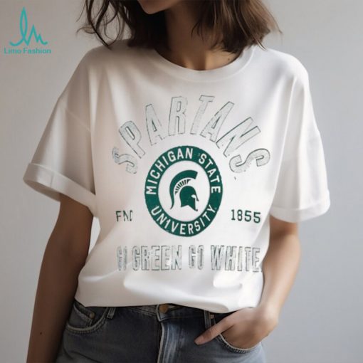 Michigan State Spartans League Collegiate Wear Women’s Clothesline Oversized Long Sleeve T Shirt   White