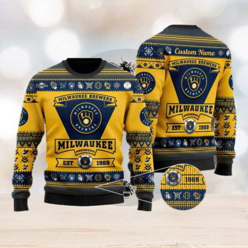 Michigan Wolverines Football Team Logo Custom Name Christmas Gift All Over Print Ugly Christmas Sweater