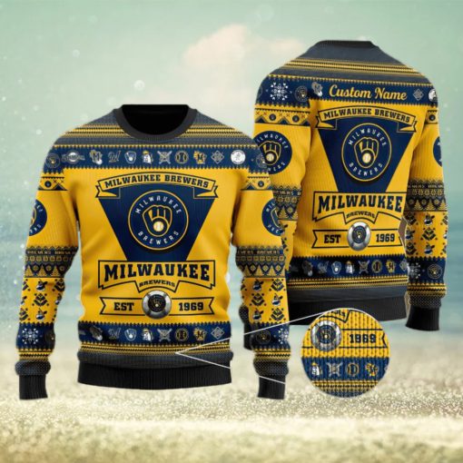 Michigan Wolverines Football Team Logo Custom Name Christmas Gift All Over Print Ugly Christmas Sweater