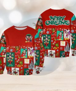 Mickey And Minnie Pattern Xmas Red Christmas Disney Cartoon Sweaters Matching Christmas Shirt For Family