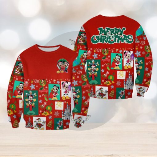 Mickey And Minnie Pattern Xmas Red Christmas Disney Cartoon Sweaters Matching Christmas Shirt For Family