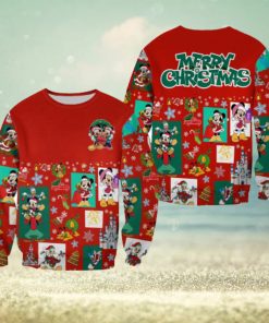 Mickey And Minnie Pattern Xmas Red Christmas Disney Cartoon Sweaters Matching Christmas Shirt For Family