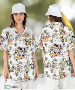 Mickey Friends Summer Hawaiian Shirt Disneyland Vacation Button Shirt Duck Tales Beach Aloha Shirt