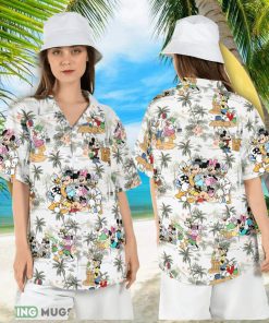 Mickey Friends Summer Hawaiian Shirt Disneyland Vacation Button Shirt Duck Tales Beach Aloha Shirt