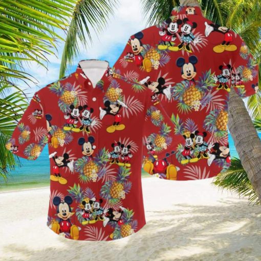 Mickey Minnie Mouse Hawaiian Shirt Pineapple Pattern Gift For Disney Lovers