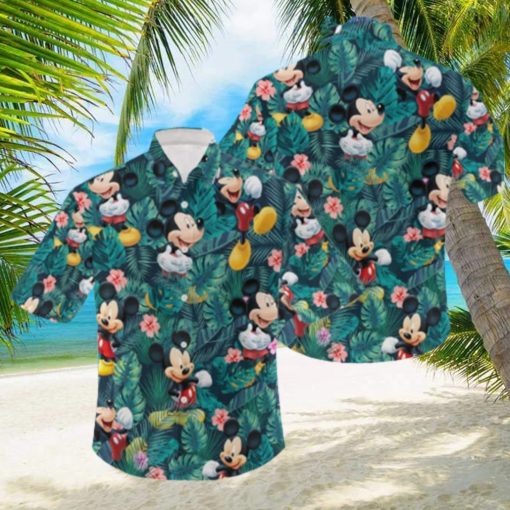 Mickey Mouse Hawaiian Shirt Palm Leaves Pattern Summer Beach Gift