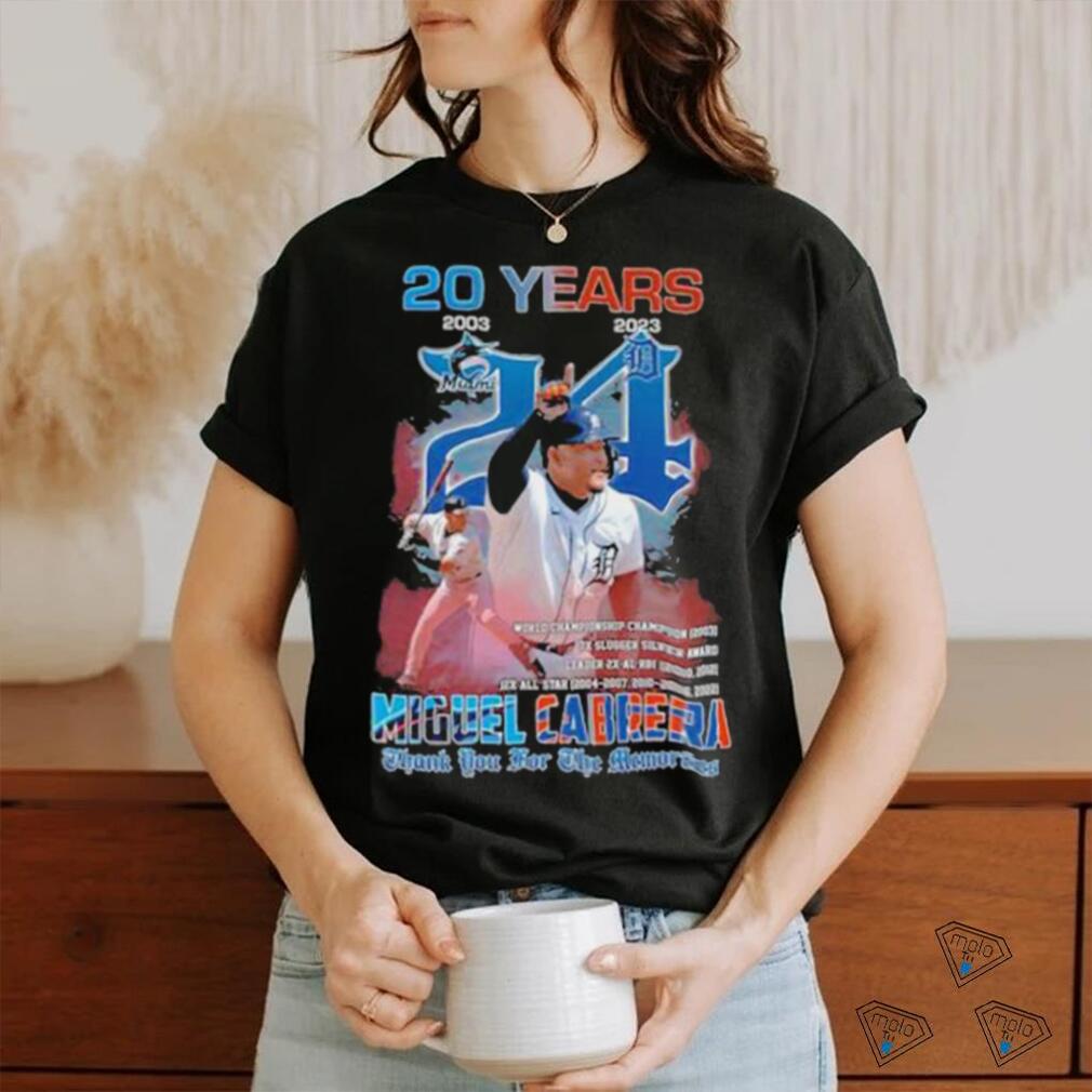 Official miguel cabrera 20 years detroit tigers thanks for the memories  shirt, hoodie, sweatshirt for men and women