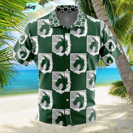 Military Police Attack on Titan Button Up Hawaiian Shirt