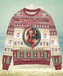 Miller High Life Pine Tree Christmas Ugly Sweater Party