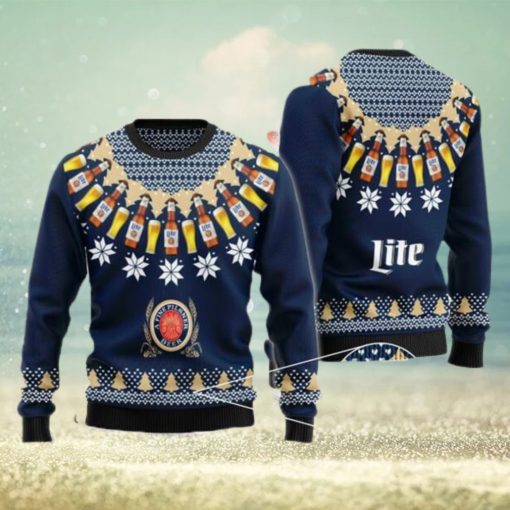 Miller Lite Heart Pattern Fair Isle Ugly Christmas Sweater For Men And Women