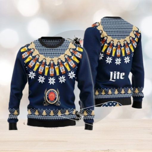 Miller Lite Heart Pattern Fair Isle Ugly Christmas Sweater For Men And Women