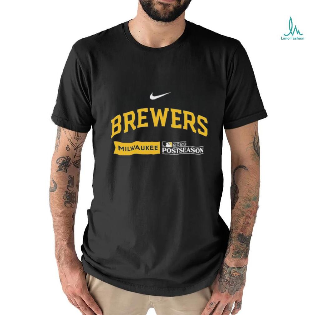 Official Milwaukee brewers nike 2023 postseason dugout T-shirt