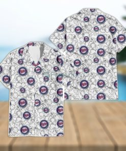 Minnesota Twins White Sketch Hibiscus Pattern White Background 3D Hawaiian Shirt Gift For Fans