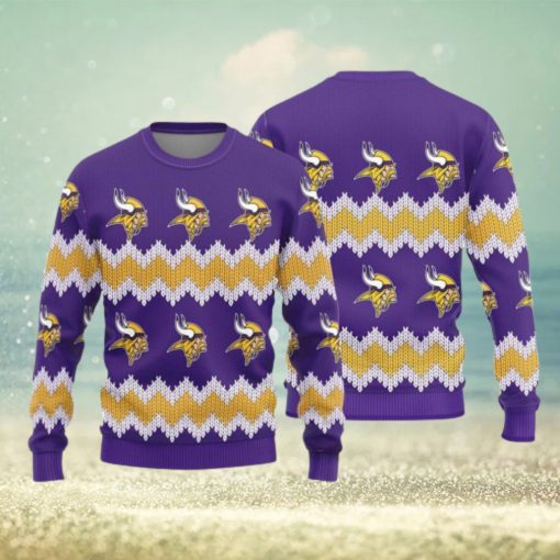 Minnesota Vikings Christmas Pattern Ugly Christmas Sweater Frozen AOP Gift For Fans