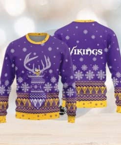 Minnesota Vikings Christmas Reindeer Ugly Christmas Sweater Skiing AOP Gift For Fans