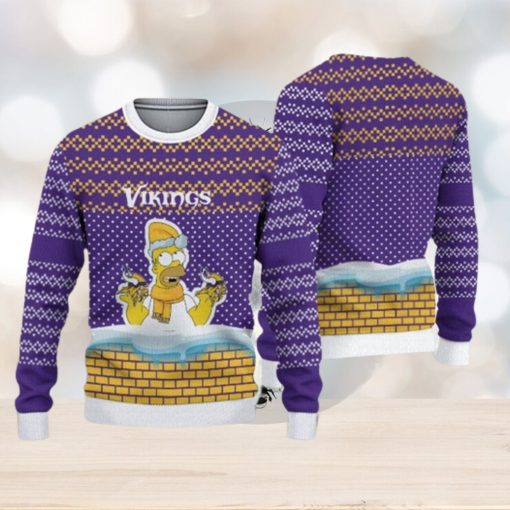 Minnesota Vikings Christmas Simpson Knitted Ugly Christmas Sweater AOP Gift For Men And Women