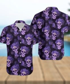 Minnesota Vikings Mystery Skull And Flower Funny Hawaiian Shirt Gift Halloween