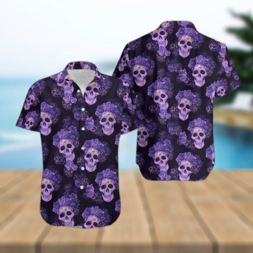 Minnesota Vikings Mystery Skull And Flower Funny Hawaiian Shirt Gift Halloween