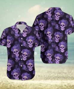 Minnesota Vikings Mystery Skull And Flower Funny Hawaiian Shirt Gift Halloween