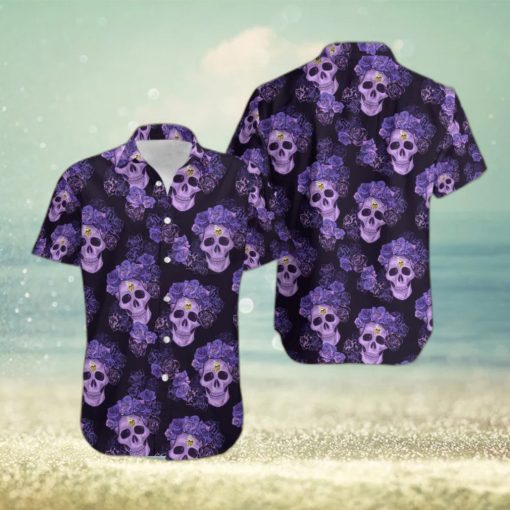 Minnesota Vikings Mystery Skull And Flower Funny Hawaiian Shirt Gift Halloween