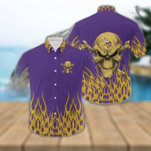 Minnesota Vikings NFL Skull Halloween Gift Fans Hawaiian Shirt For Men And Women