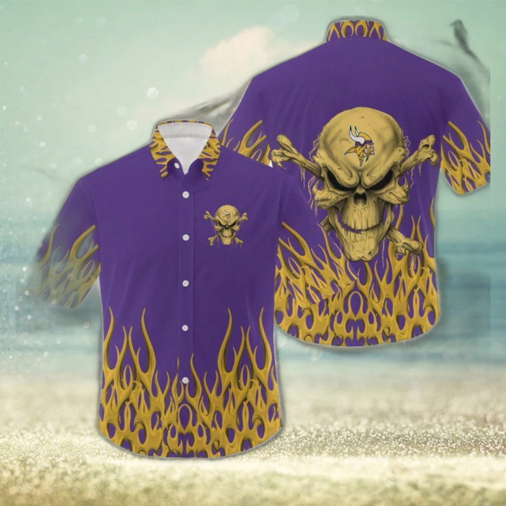 Minnesota Vikings Skull And Flower Halloween Hawaiian Shirt For Men And  Women - Limotees