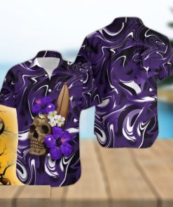 Minnesota Vikings Skull And Flower Halloween Hawaiian Shirt For Men And Women