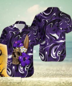 Minnesota Vikings Skull And Flower Halloween Hawaiian Shirt For Men And Women