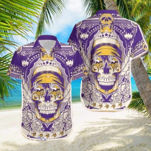 Minnesota Vikings Skull Nfl Hawaiian Shirt For Fans