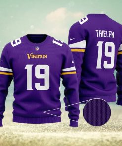 Minnesota Vikings Thielen 19 NFL Season Knitted Ugly Christmas Sweater Custom Number And Name Fans Gift