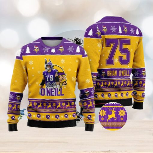 Minnesota Vikings – Brian O’Neill Custom Name And Number Ugly Christmas Sweater