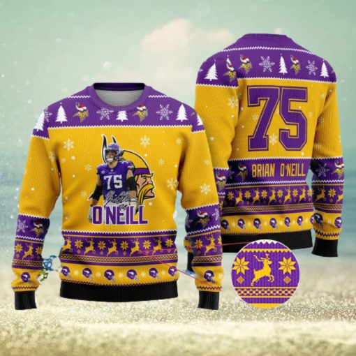 Minnesota Vikings – Brian O’Neill Custom Name And Number Ugly Christmas Sweater