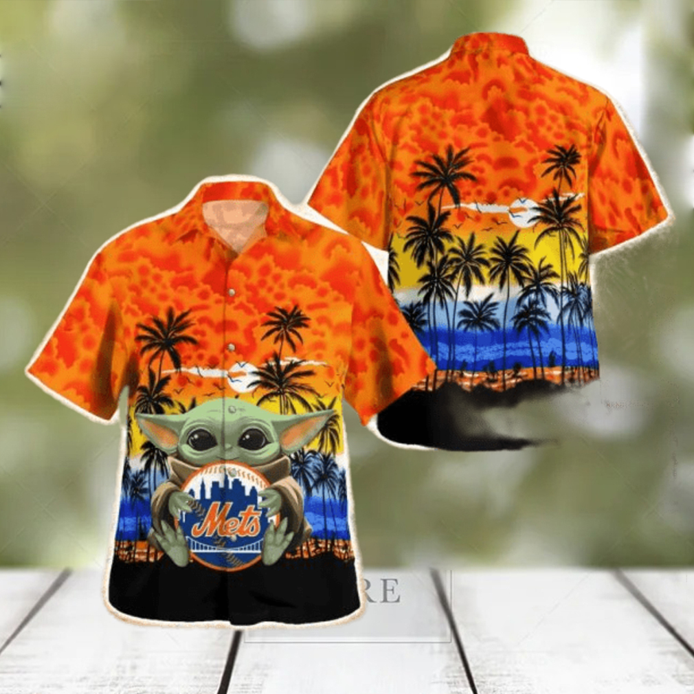 New York Mets City Style Button Up Hawaiian Shirt And Short Set