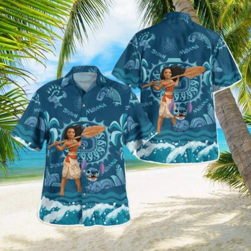 Moana And Stitch Tropical Hawaiian Shirt